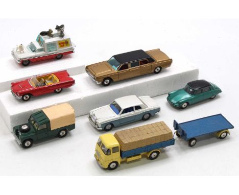 Collection of 8 various loose Corgi Toys to include Chevrolet Impala Kennel Club, ERF Model 44G and trailer, Citroen DS19 and