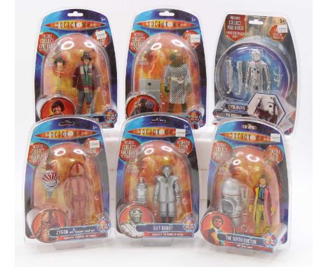 6x Character Online Doctor Who collectable action figures to include: the fourth doctor, sea devil SV7 robot, the sixth docto