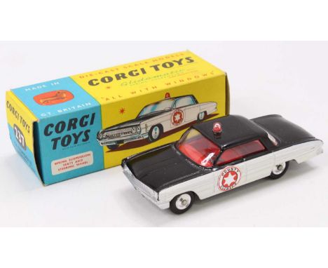 Corgi Toys No. 237 Oldsmobile Sheriff car, comprising of black &amp; white body with red interior with County Sheriff sticker