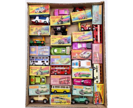 Matchbox Superfast boxed model group of 18, with examples including No. 25 Mod Tractor, No. 12 Big Bull, No. 46 Stretcha Fetc
