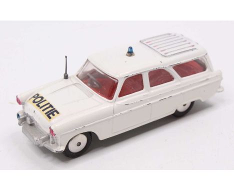 Corgi Toys, No.419 "Dutch Promotional" Ford Zephyr Motorway Patrol "Politie", white body, red interior, flat spun hubs, aeria