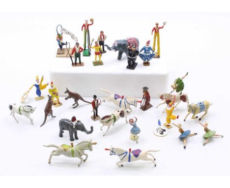 Collection of various lead hollow cast, white metal and re-issued Circus figures, to include Britains and Charbens, specific 