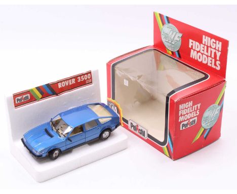 Polistil 1/24th scale diecast model of a Rover 3500, metallic blue, housed in the original box