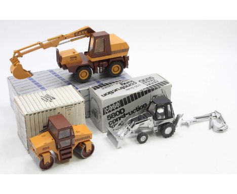 A Conrad and NZG boxed 1/35 scale Case construction vehicle group to include a No. 2702 Vibromax Case W854 roller, a Case 580