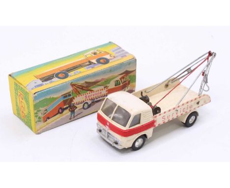 A Rico Toys of Spain plastic and diecast model of a No. 717 Pegaso Service Breakdown lorry comprising of white and red hand p