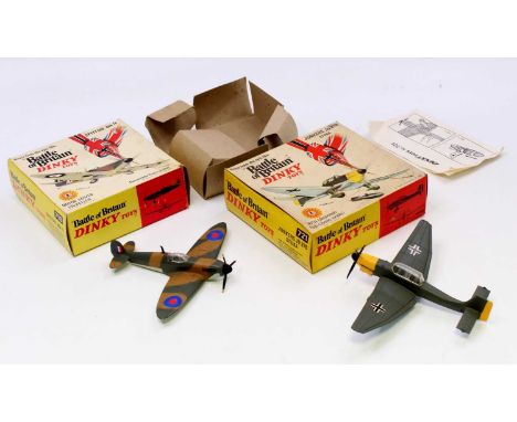 Dinky Toys Boxed Battle of Britain Aircraft Group, 2 boxed examples comprising No.721 Junkers JU 87B Stuka with information l