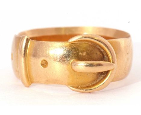 Antique 18ct gold buckle ring, plain polished design, hallmarked for Chester 1893, 5.9gms, size L-M