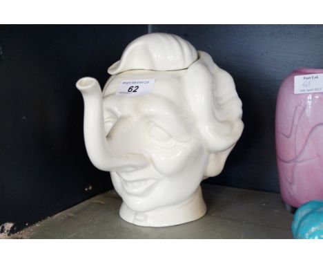 A Carltonware Luck & Flaw Spitting Image Margaret Thatcher novelty teapot.