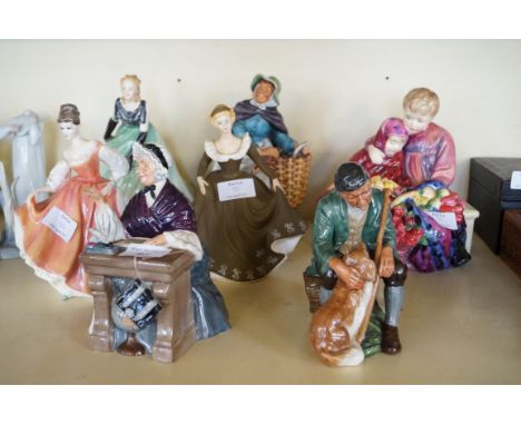 A collection of Royal Doulton figurines to include HN2494 'Old Men', HN2325 'The Master', HN1342 'Flower Sellers Children'.