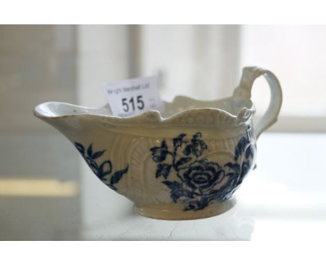 18th Century porcelain, possibly Worcester or Caughley cabbage rose pattern miniature saucer boat   CONDITION REPORT:  -heigh