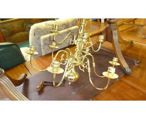 A good quality reproduction brass chandelier.