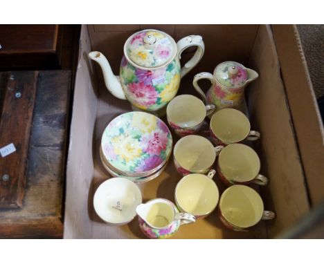 A Crown Staffordshire floral tea service.   CONDITION REPORT:  generally good condition with some wear to the gilt