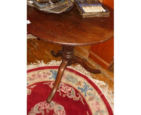 19th c. oak tripod table with turned and fluted column