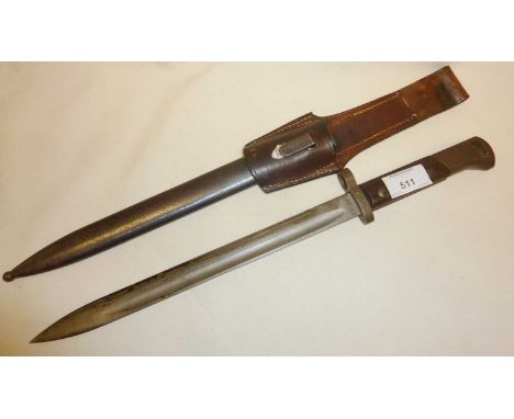 Czech Post-War Mauser Bayonet with leather scabbard marked TGF E3 48 (Please note that this item cannot be posted overseas)