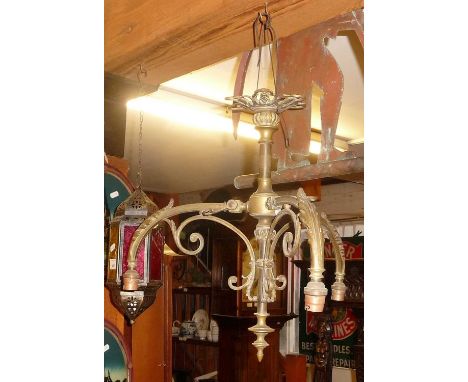 Victorian three-branch bronze ceiling light