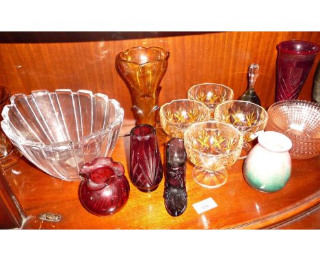 Shelf of vintage glass