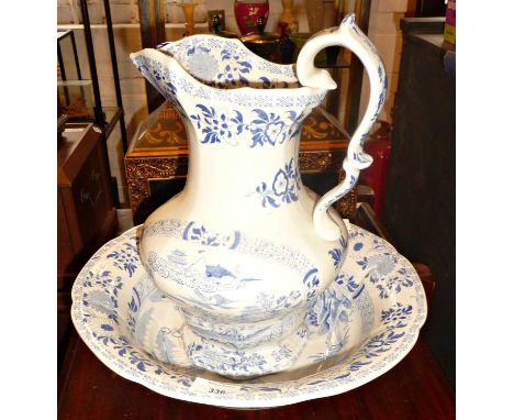 Masons Ironstone blue &amp; white jug &amp; basin