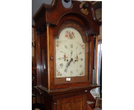 Georgian pine longcase 8-day clock with painted dial, second sweep and date chapter ring