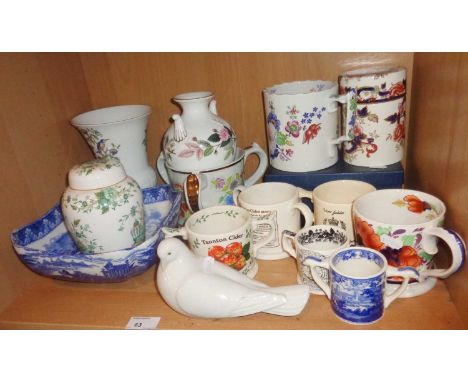 Assorted limited edition Wade Potteries Taunton cider mugs (8), and other china