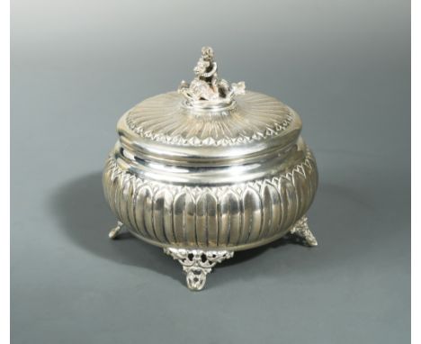 unclear marks to the base, circular and a little bulbous in form, the sides decorated with embossed and engraved daisy petal 