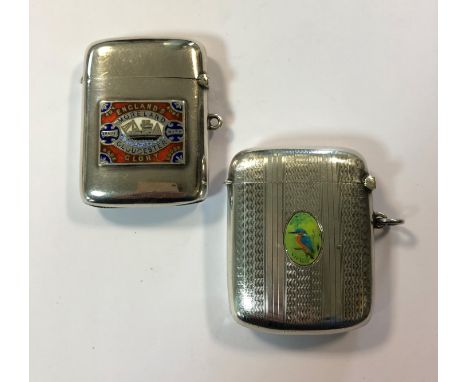 the first by Joseph Gloster Ltd, Birmingham 1924, of rectangular form with sprung hinged lid and strike to the base, both sid