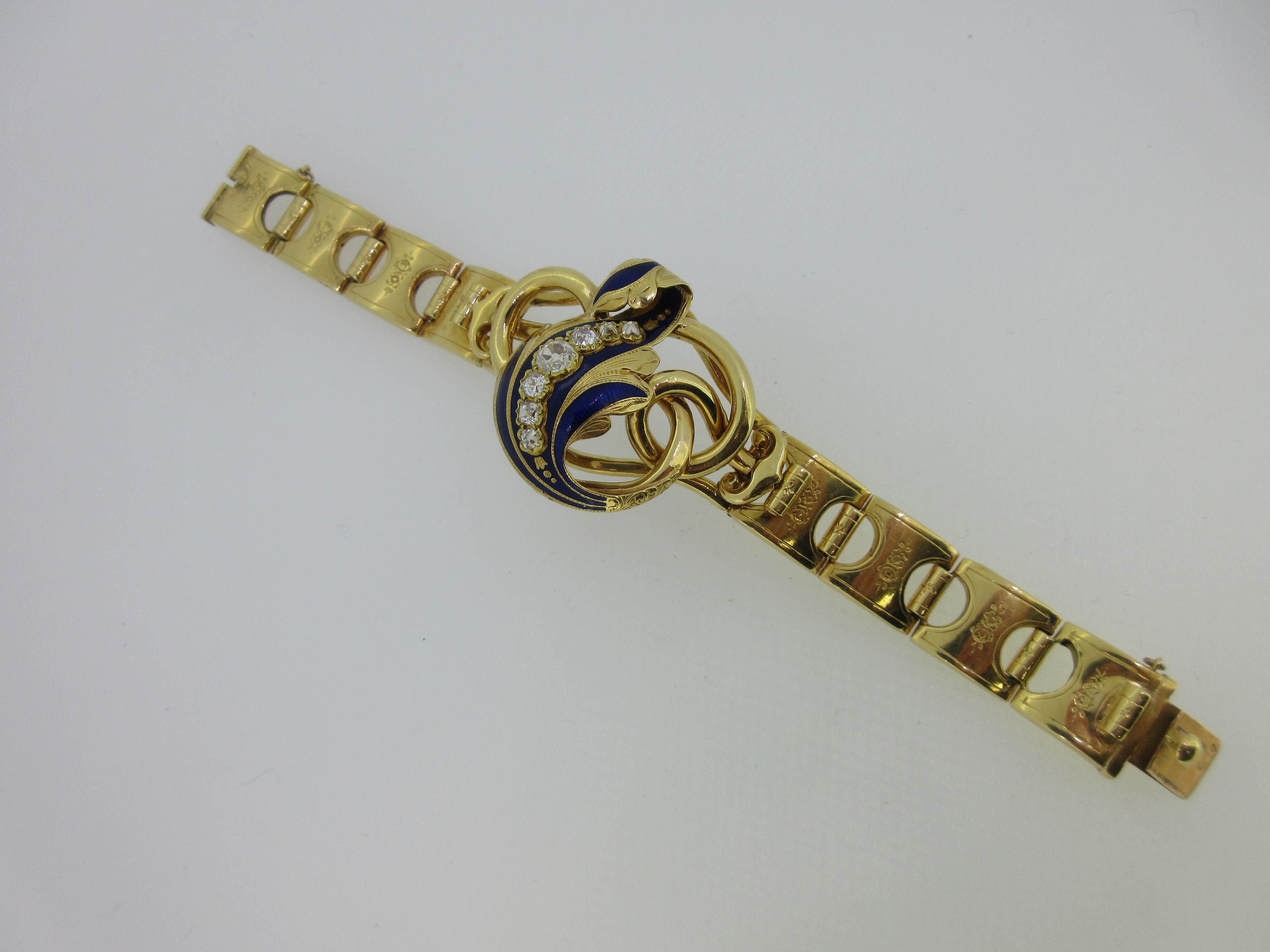 A French Antique Diamond, Enamel And 18ct Gold Bracelet, In - Cheffins ...