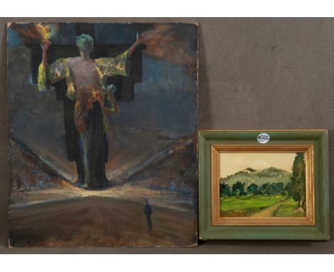 Miro Wladi (Maler des 20. Jhs.) Landschaft. Öl/Holz, sign., 17 x 22 cm; dazu ein weiteres Gemälde, 55 x 46 cm. **