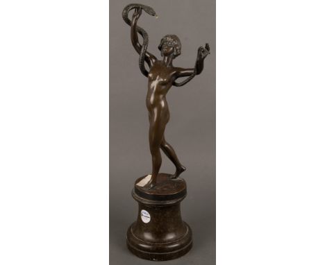 Baudoin (Bildhauer des 19. Jhs.). „Kleopatra“. Bronze, auf Marmorsockel, am Sockel sign., H=43 bzw. 57 cm. **Non-binding esti