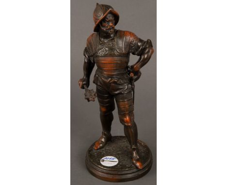 Jean Jules B. Samson (1823-1902). Stehender Krieger. Bronze, teilw. bemalt, verso sign., H=30 cm.Non-binding estimation: € 10