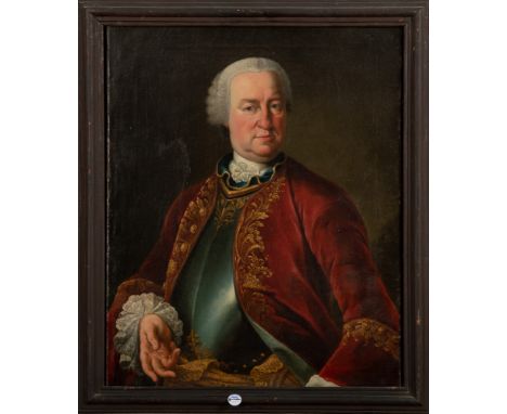 George Joseph Melber (1710-1788) attrib. Portrait eines Adeligen. Öl/Lw., verso bez., dat. 1760, gerahmt, 87,5 x 67,5 cm. Pro