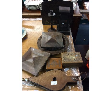 Carved trinket boxes, bellows etc.