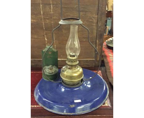 An enamelled ships lamp etc,