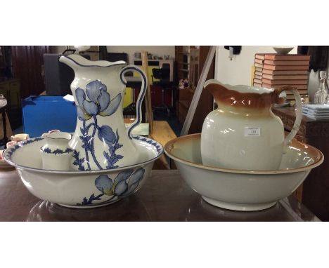 Two decorated jug and basin sets.