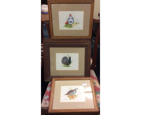 A framed and glazed limited edition print of a grouse together with three others.