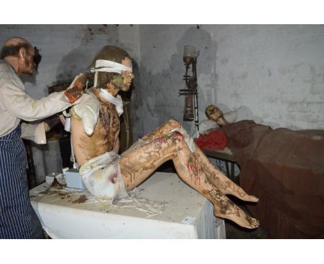 Fort Paull Hospital Scene Comprising of Two Waxwork Models and a Mannequin with Blood Transfusion and Autonomous Surgeon (wit