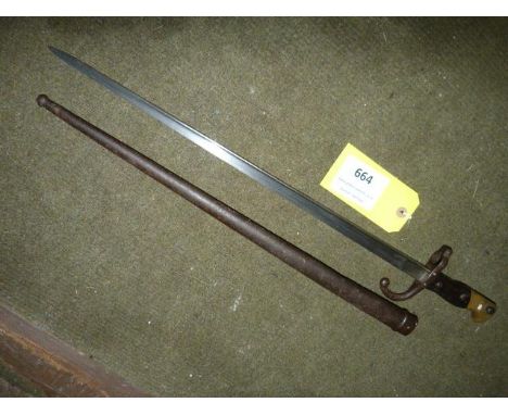 French Model 1874 Fusil Gras Bayonet dated 1877 with Steel Scabbard 
