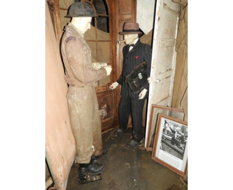 The Winston Churchill Display Including Model of Winston Churchill and Royal Artillery Soldier in Uniform with Gas Mask and D