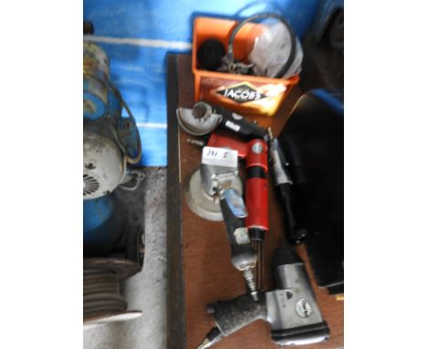 Eight Assorted Air Tools to Include Tyre Inflator, Grinders, Needle Guns, Ratchets and Impact Drivers, etc. 
