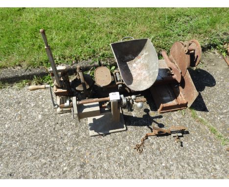 Assorted Vintage Kitchen Equipment Including Slicer, Scales, Chipper, etc. 