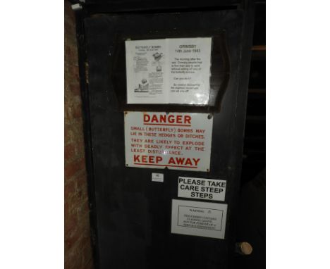 Enamel WWII Warning Sign "Small Butterfly Bombs may Lie in Small Hedges or Ditches"