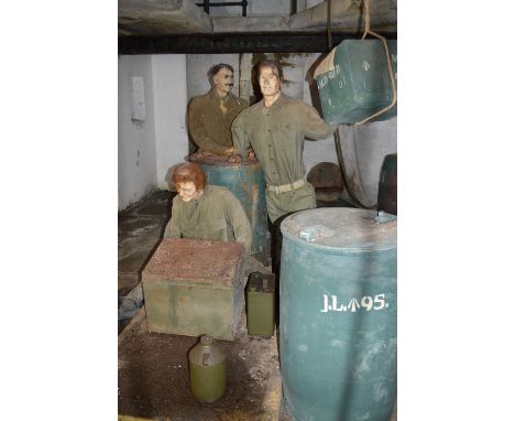 WWII Exhibit Comprising of Four Waxwork Models of WWII Soldiers and Three Mannequins, Assorted WWII Props Including Ammunitio