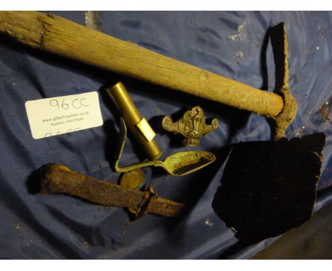 Battle Relics Including Entrenching Tool, Bayonet, Spoon, Dagger Hilts, etc. 