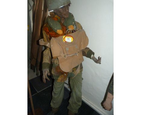 Fully Equipped 1950/60's British Para on Mannequin Including Dennis and Smog Helmet, Both Chutes, etc. 
