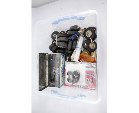 Box of PROPS, WHEELS and CIRCLIP PLIERS.