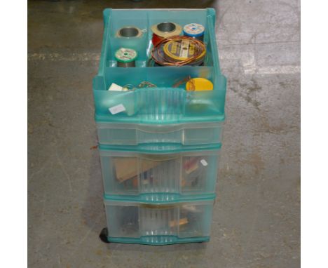 4 Draw Trolley containing PROPS, TANK material, engine bearers, and soldering tackle.