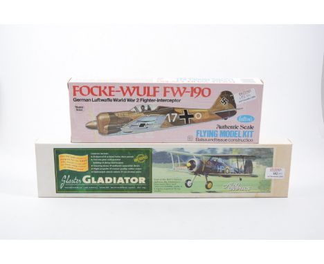 2 x SCALE rubber kits GUILLOWS FOCKE-WULF FW-190 and AERO GRAPHICS GLOSTER GLADIATOR.