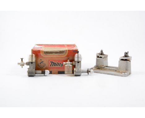 2 x INDIAN MILLS .75cc diesels, boxed with DC engine test stand.