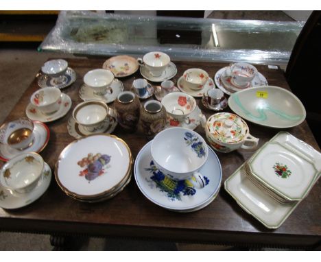 A miscellaneous lot of various German and French teacups and saucers, a sandwich set and other ceramics 