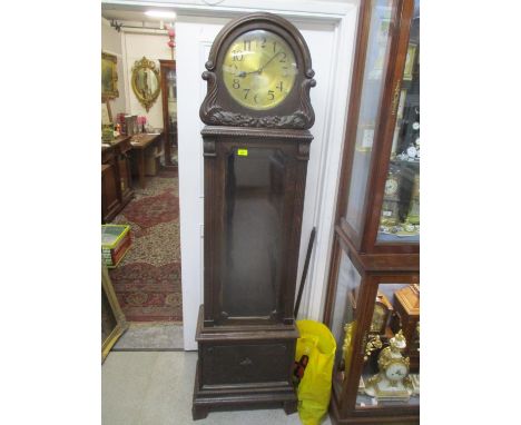 An early 20th century oak cased longcase clock 74 1/2"h 