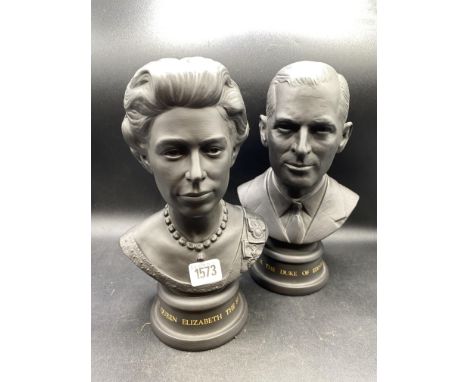 Two Royal Doulton busts commemorating silver wedding 1972